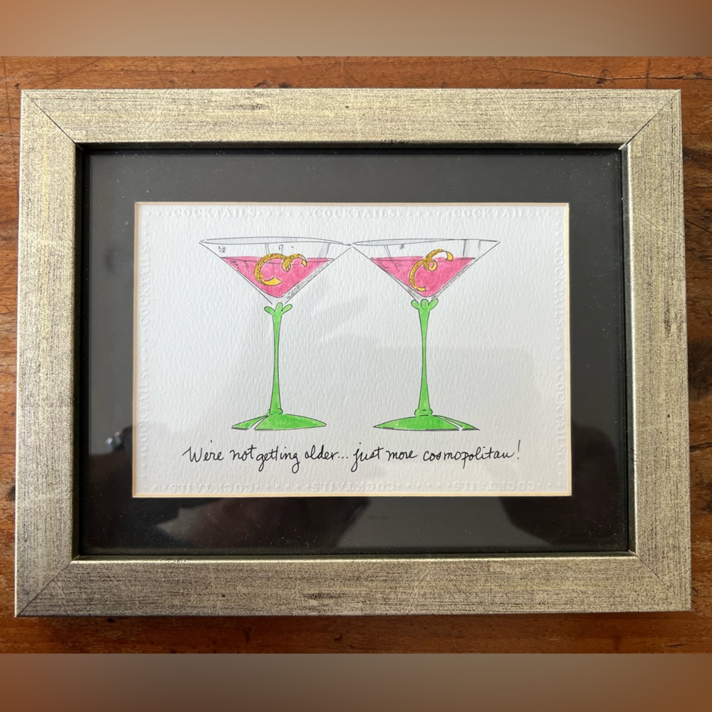 Mpressions Framed Cosmopolitan Art Print with Green and Pink Accents - 9” X 7”